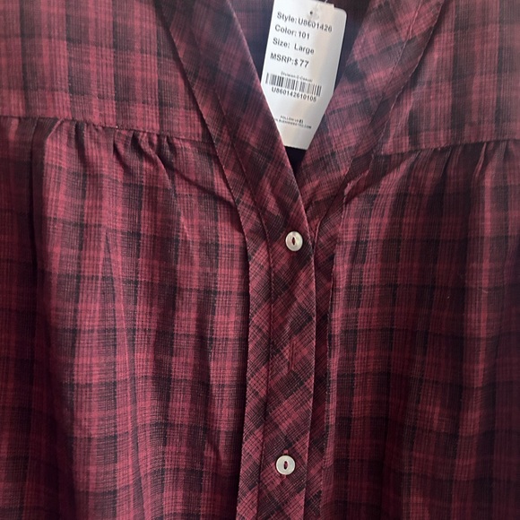 Oversized Burgundy Plaid Top - Picture 4 of 4